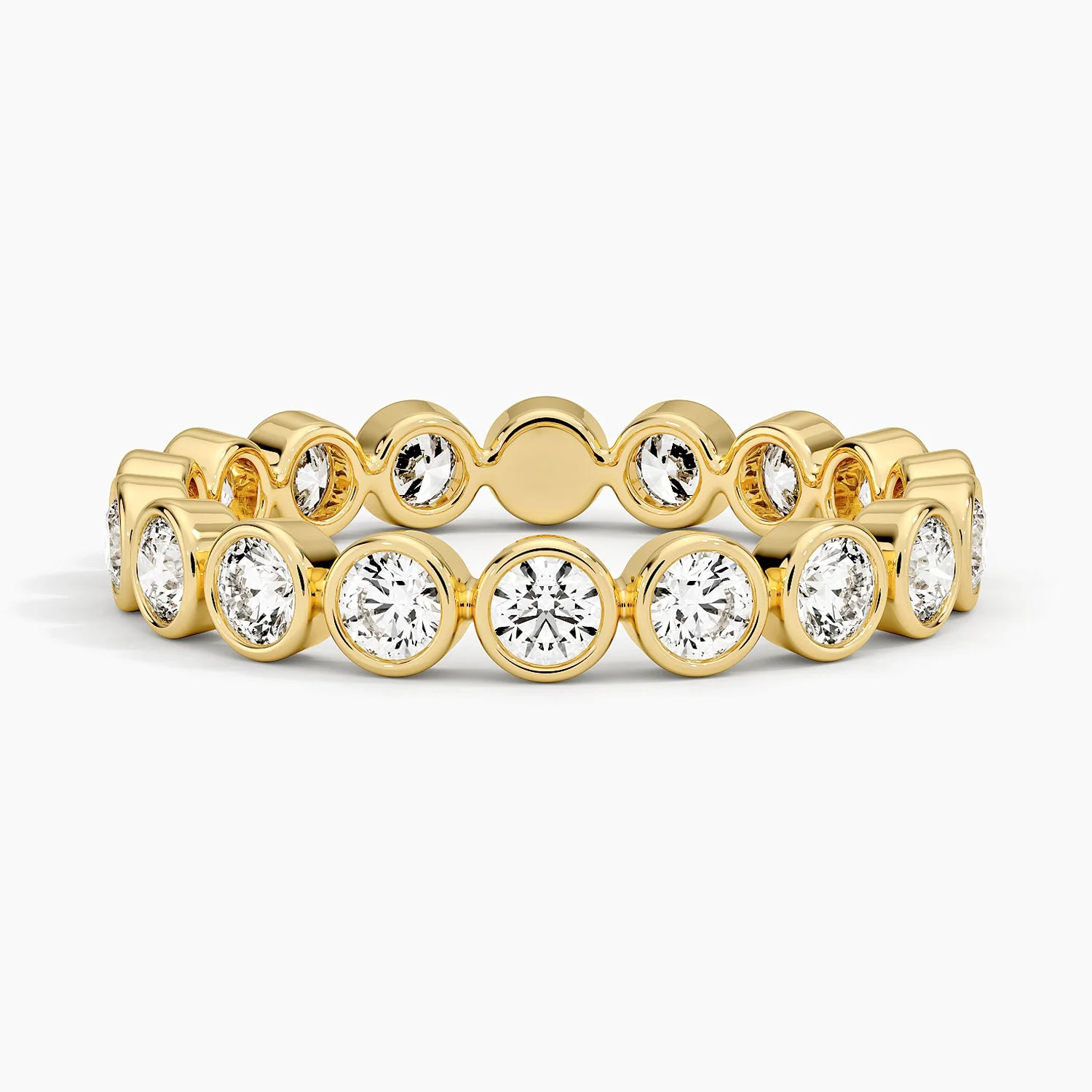 Round Cut Bezel Set Diamond Eternity Band, Full Eternity Wedding Ring, Minimalist Stackable Anniversary Ring
