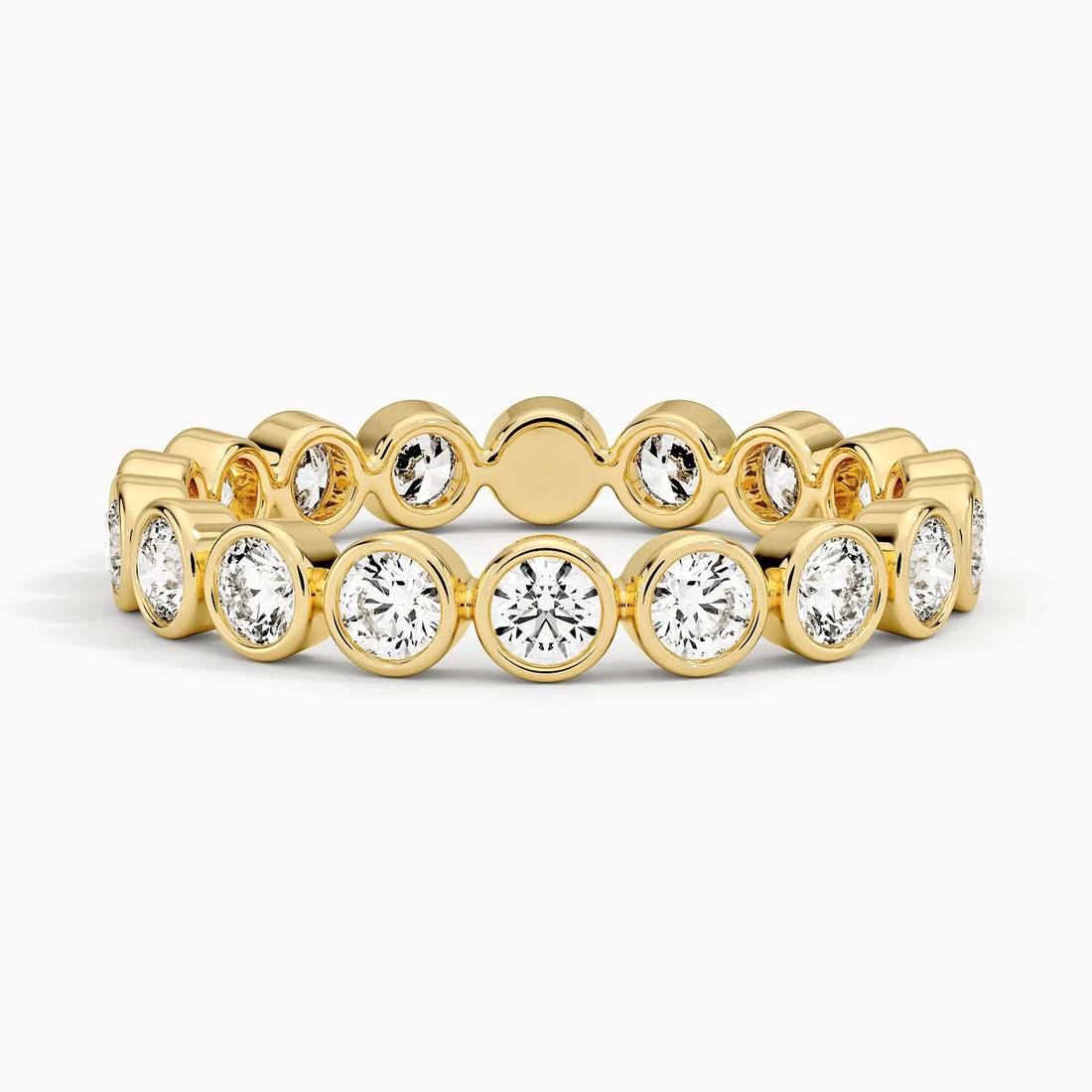Round Cut Bezel Set Diamond Eternity Band, Full Eternity Wedding Ring, Minimalist Stackable Anniversary Ring