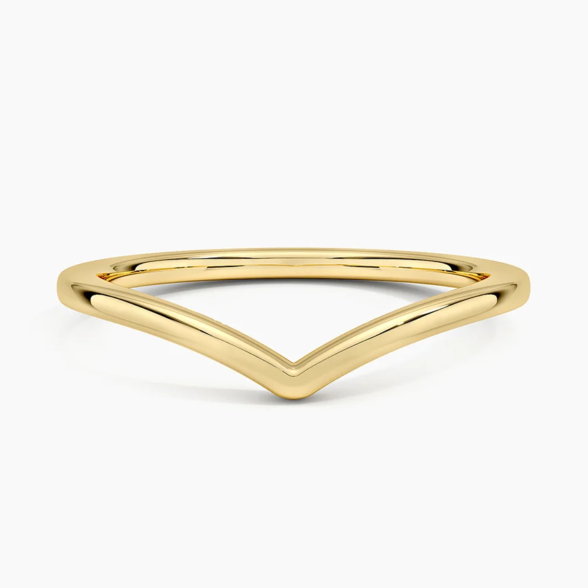Minimal Chevron V Ring,  Curved Stacking Wedding Band, V Shape Gold Ring