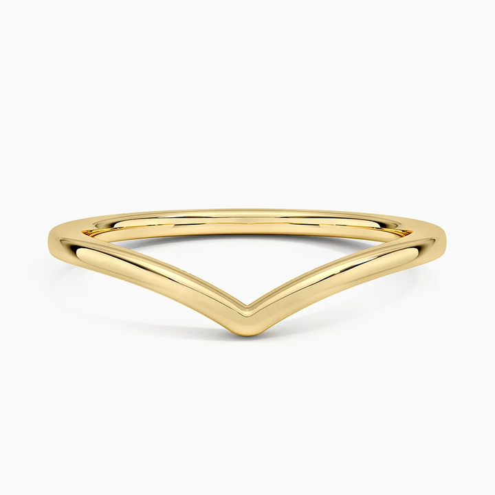 Minimal Chevron V Ring,  Curved Stacking Wedding Band, V Shape Gold Ring