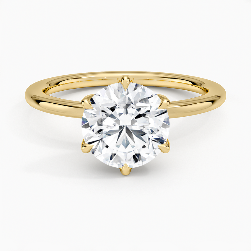 Round Cut Solitaire Diamond Engagement Ring, 6 Prong Classic Ring, Minimalist Bridal Ring