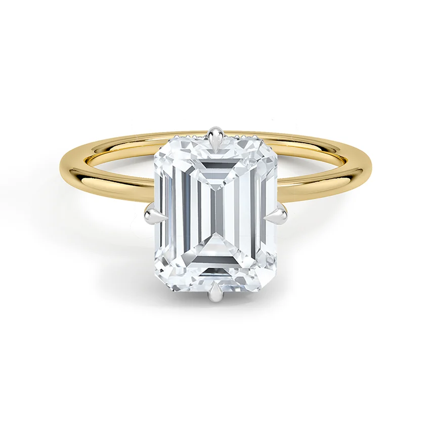 Emerald Cut Solitaire Diamond Engagement Ring, 4 Prong Minimalist Ring, Elegant Bridal Jewelry