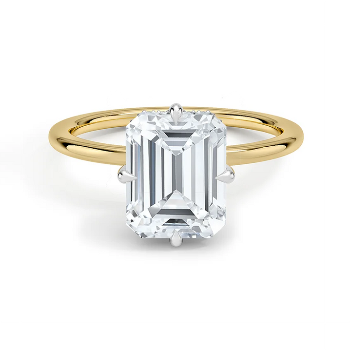 Emerald Cut Solitaire Diamond Engagement Ring, 4 Prong Minimalist Ring, Elegant Bridal Jewelry