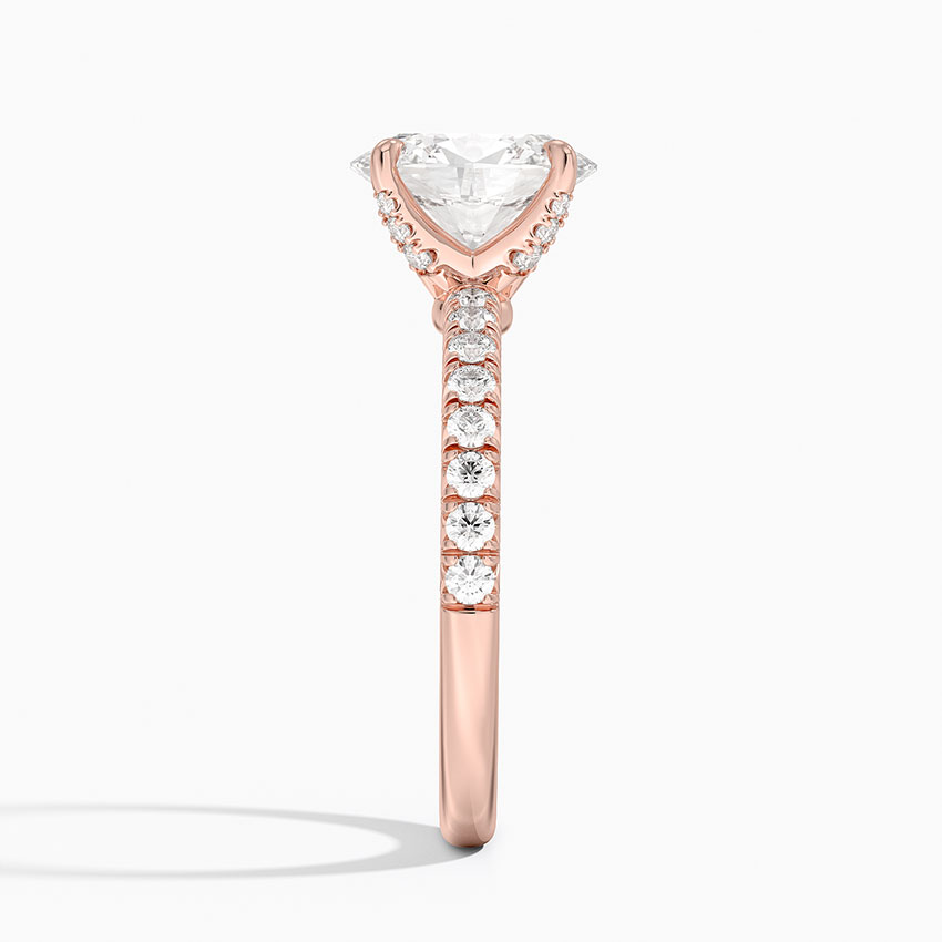 Oval Cut Diamond Engagement Ring, Hidden Halo Pave Band Ring, Oval Solitaire Bridal Ring
