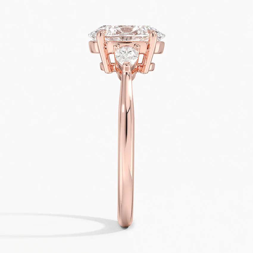 Oval Cut Diamond Engagement Ring, Three Stone Diamond Ring, Pear Side Stone Ring