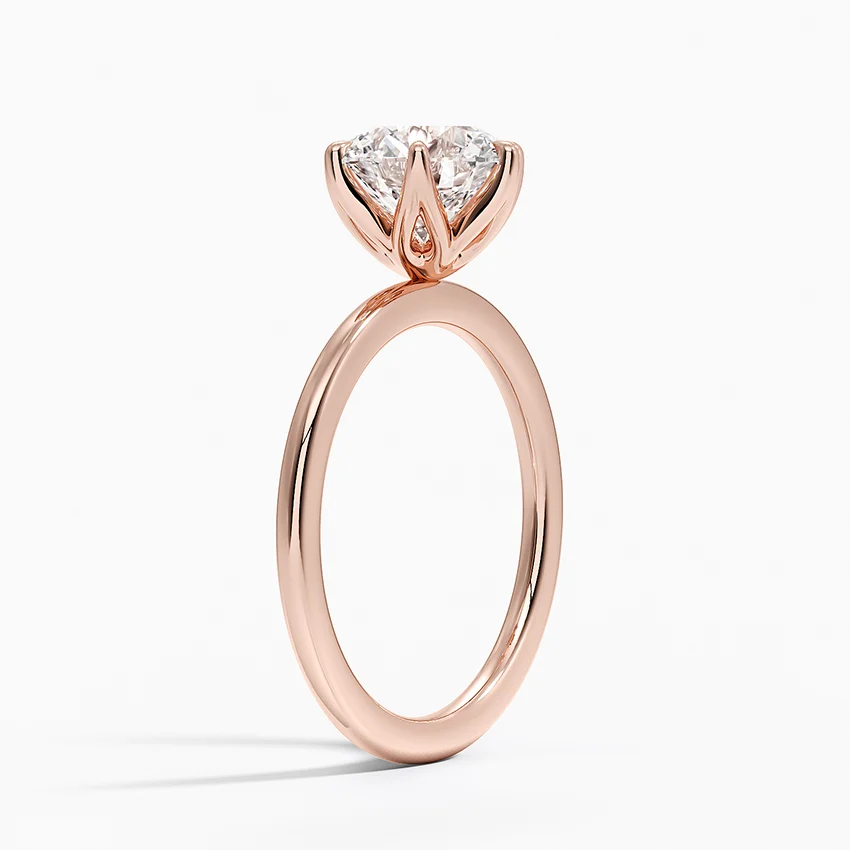 Round Cut Solitaire Diamond Engagement Ring, 6 Prong Classic Ring, Minimalist Bridal Ring
