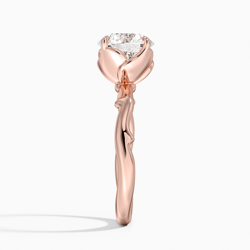 Twisted Vine Solitaire Diamond Engagement Ring, Round Cut Moissanite Ring, Unique Nature Inspired Gold Ring