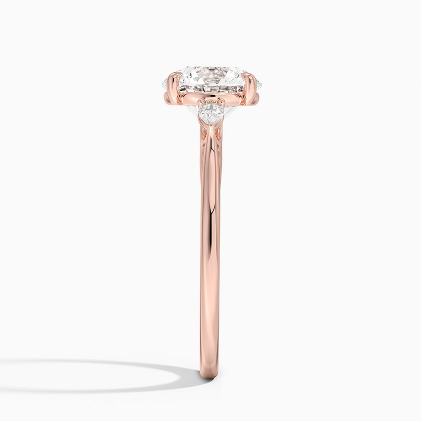 Round Cut Diamond Three Stone Engagement Ring, Marquise Side Diamond Ring, Solid Gold Promise RingRound Cut Diamond Three Stone Engagement Ring, Marquise Side Diamond Ring, Solid Gold Promise Ring