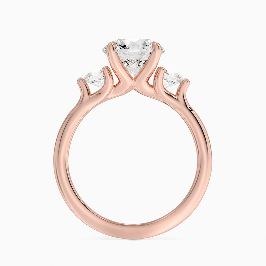 Round Cut 3 Stone Diamond Engagement Ring, Classic Trilogy Ring, Solid Gold Promise Ring
