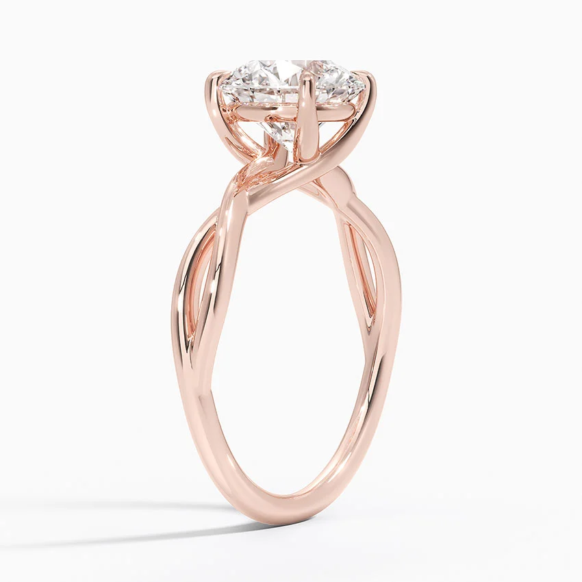 Twisted Solitaire Engagement Ring, Round Cut Moissanite Ring, Unique Infinity Twist Band Ring
