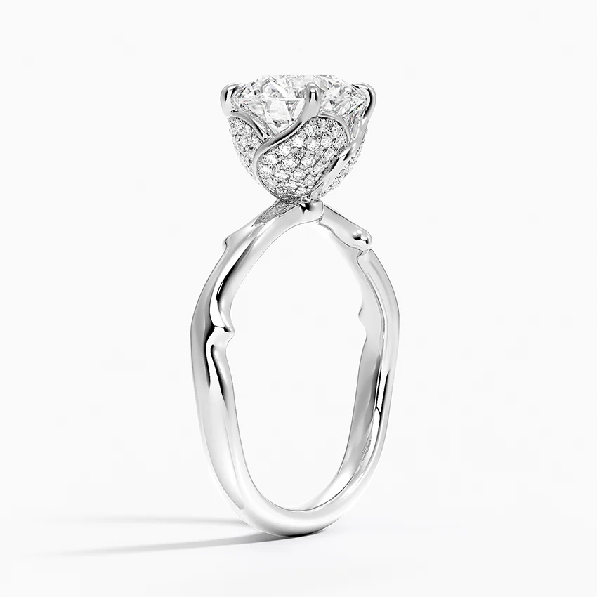 Twisted Band Solitaire Diamond Ring, Round Cut Engagement Ring, Minimalist Gold Promise Ring