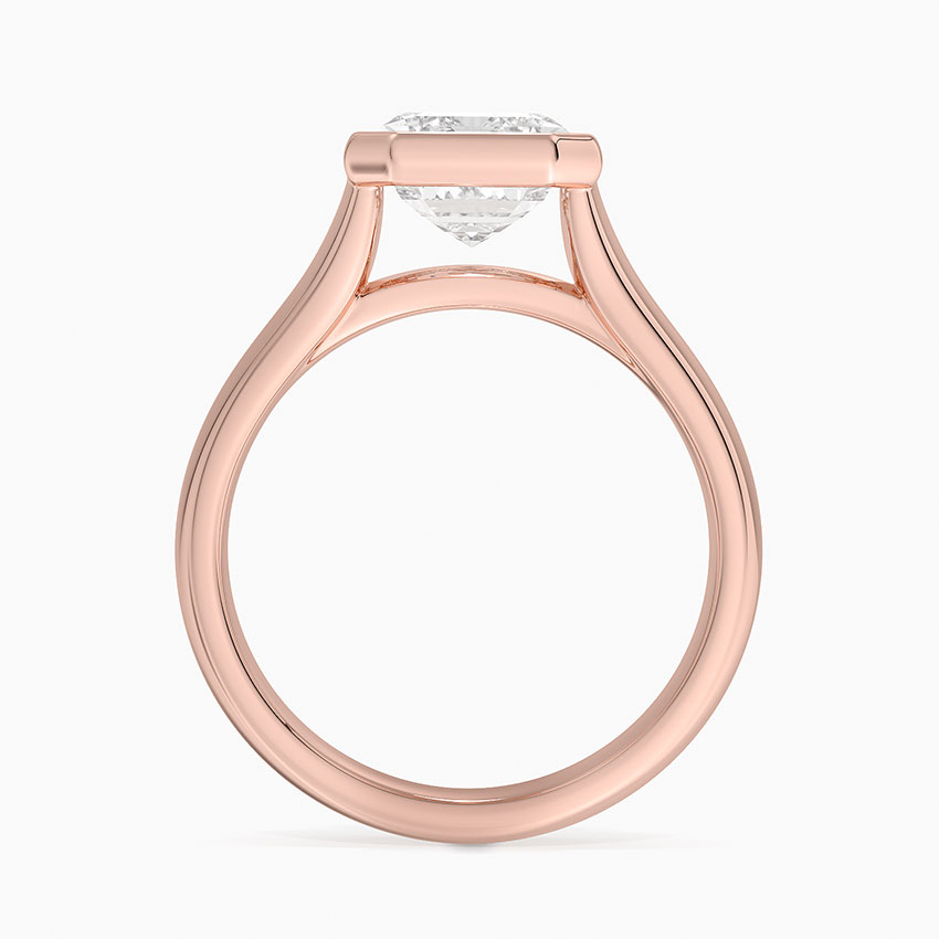 Emerald Cut Diamond Bezel Set Engagement Ring, Modern Solitaire Ring, Minimalist Statement Ring