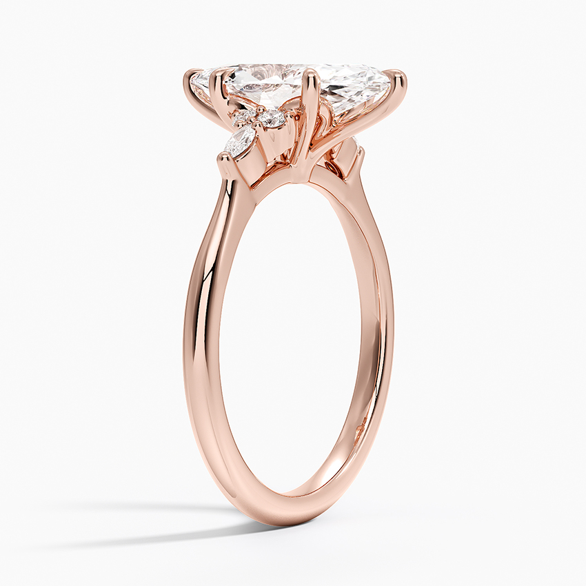 Marquise Cut Moissanite Engagement Ring, Hidden Cluster Diamond Ring, Minimalist Promise Ring