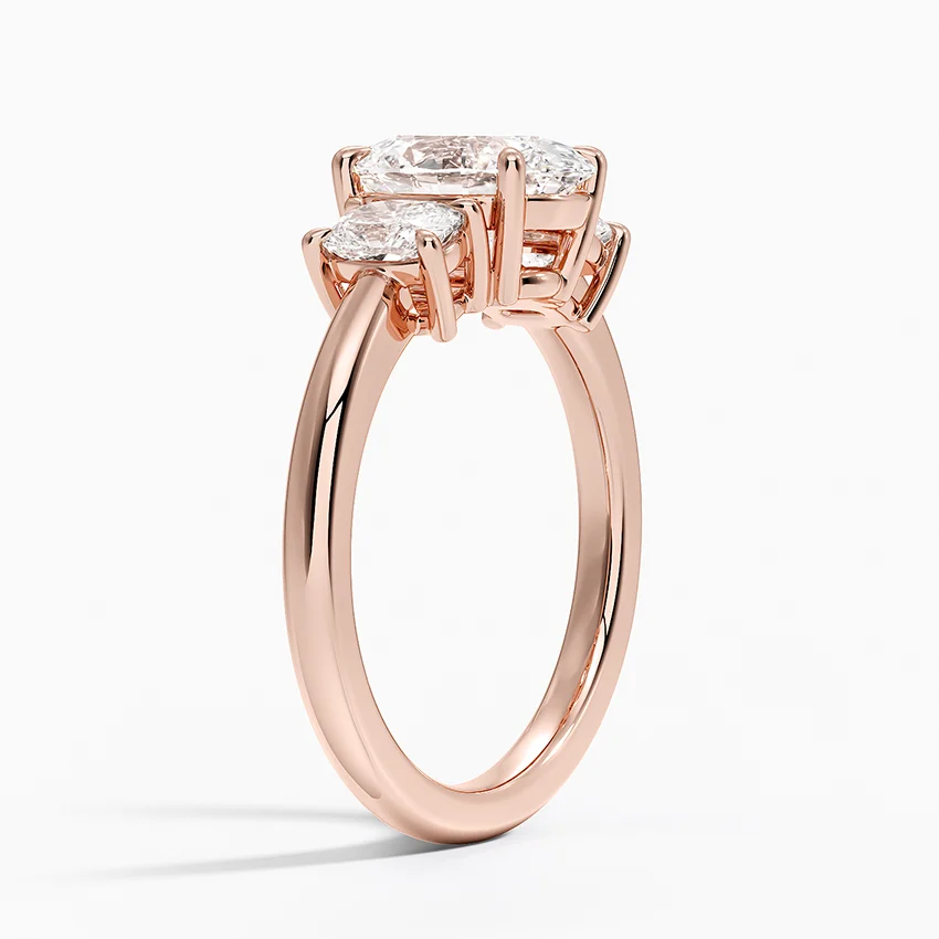 Oval Cut Three Stone Diamond Engagement Ring, 3 Stone Oval Diamond Ring, Solid Gold Ring