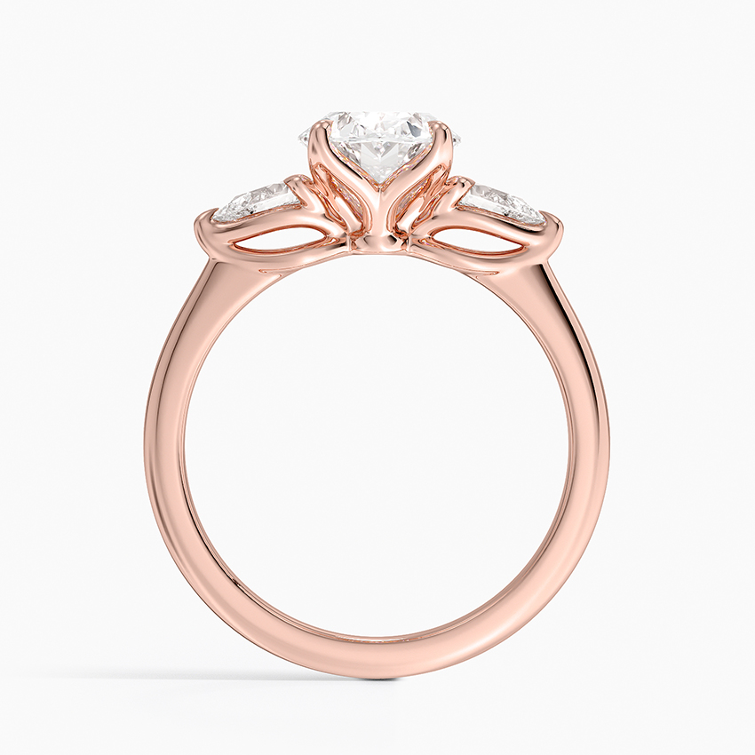 Oval Cut Diamond Three Stone Engagement Ring, Marquise Side Stones, Solid Gold Ring