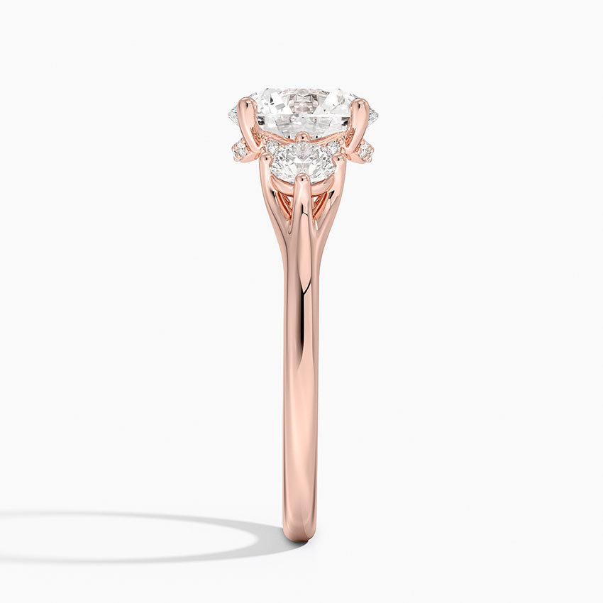 Three Stone Round Cut Diamond Engagement Ring, 3 Stone Diamond Ring, Minimal Bridal Ring