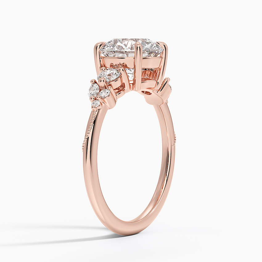 Round Cut Diamond Engagement Ring, Three Stone Ring, Gold Diamond Ring, Rose Gold Engagement Ring
