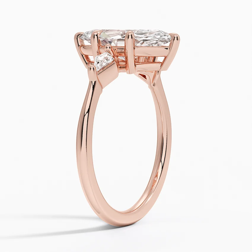 Marquise Cut Diamond Engagement Ring, 3 Stone Ring, Kite Side Diamonds (Copy)