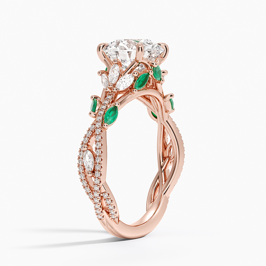 Pear Cut Moissanite Engagement Ring, Marquise Side Stone Ring, Solid Gold Promise Ring
