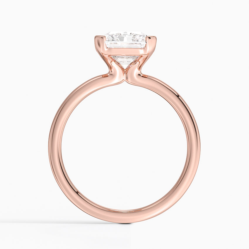 Radiant Cut Bezel Set Diamond Ring, Minimalist Solitaire Engagement Ring