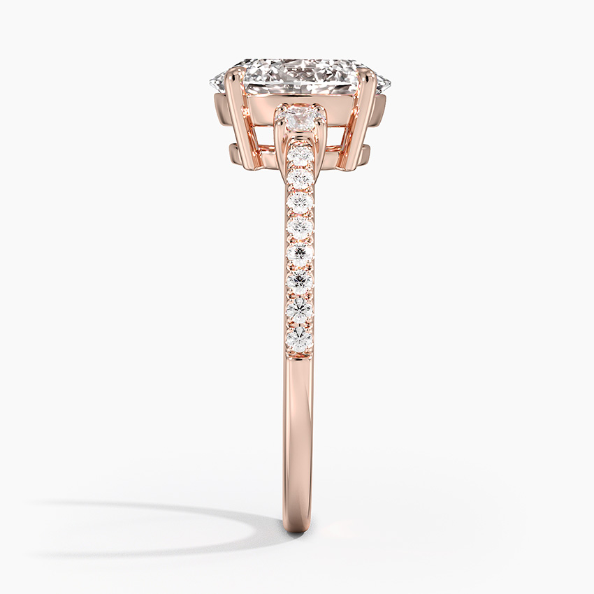 Oval Cut Diamond Engagement Ring with Side Stones, Pave Band Ring, Hidden Accent Diamond Ring