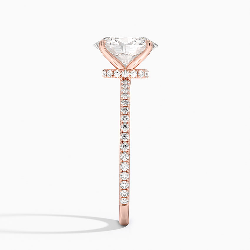Oval Cut Diamond Engagement Ring, Pave Diamond Band, Oval Solitaire Ring