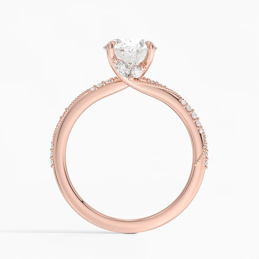 Oval Cut Diamond Engagement Ring, Twisted Band Ring,Unique Solitaire Promise Ring