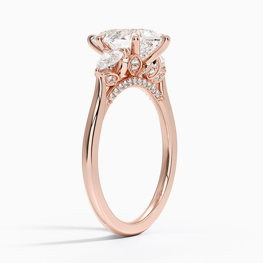 Pear Cut Moissanite Engagement Ring, Three Stone Ring, Solid Gold Ring, Marquise Side Stones, Minimalist Bridal Ring, Promise Ring for Women