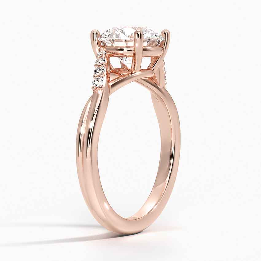 Twisted Split Shank Moissanite Engagement Ring, Round Cut Solitaire Diamond Ring, Promise Ring for Women