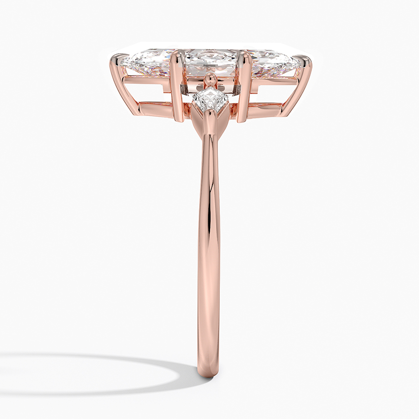 Marquise Cut Diamond Engagement Ring, 3 Stone Ring, Kite Side Diamonds (Copy)