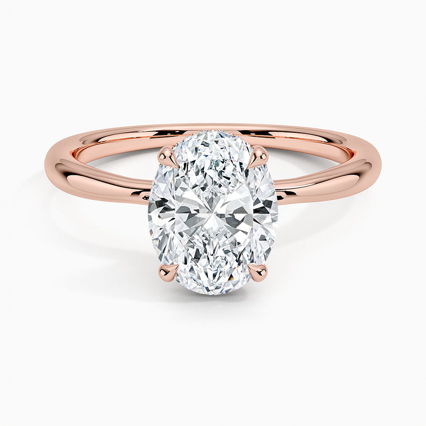 Oval Cut Diamond Solitaire Engagement Ring, 4 Prong Oval Diamond Ring, Minimalist Bridal Ring