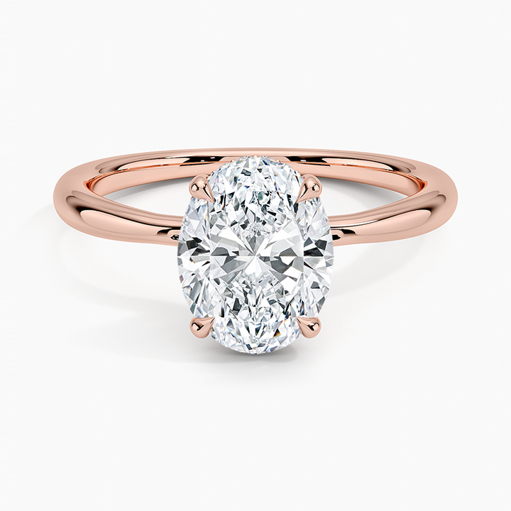 Oval Cut Diamond Solitaire Engagement Ring, 4 Prong Oval Diamond Ring, Minimalist Bridal Ring