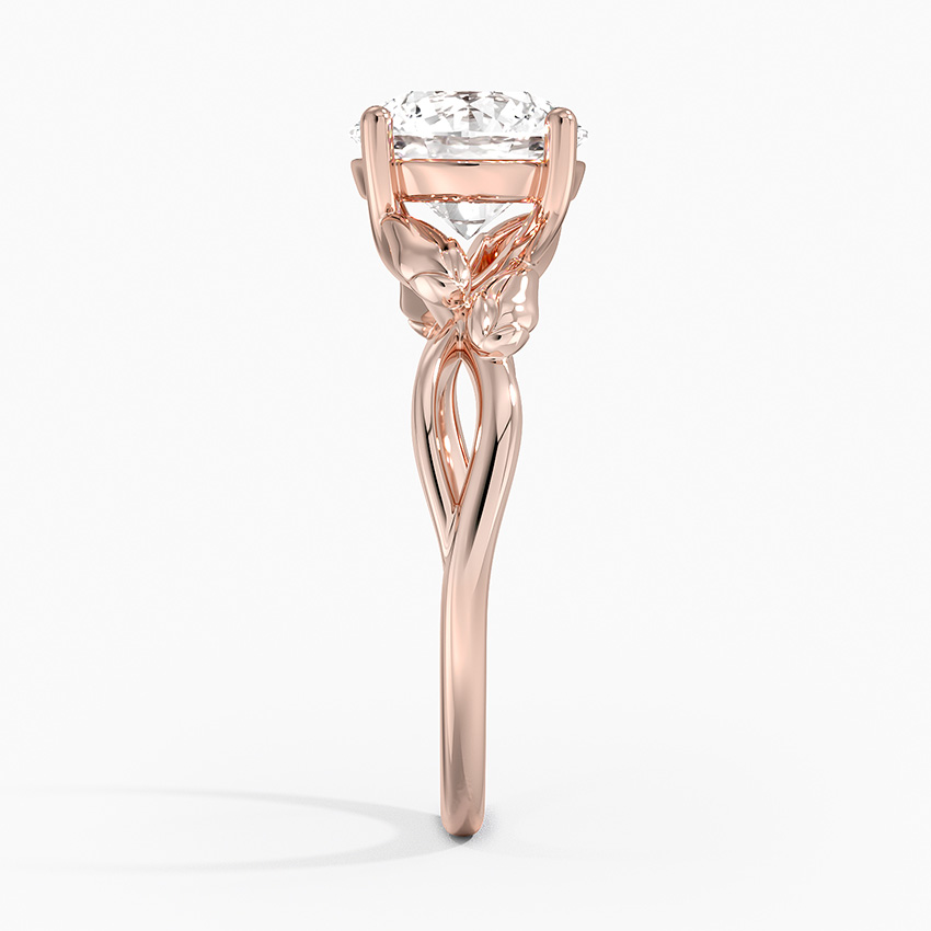 Nature-Inspired Moissanite Engagement Ring, Round Cut Solitaire Leaf Vine Ring, Unique Floral Promise Ring