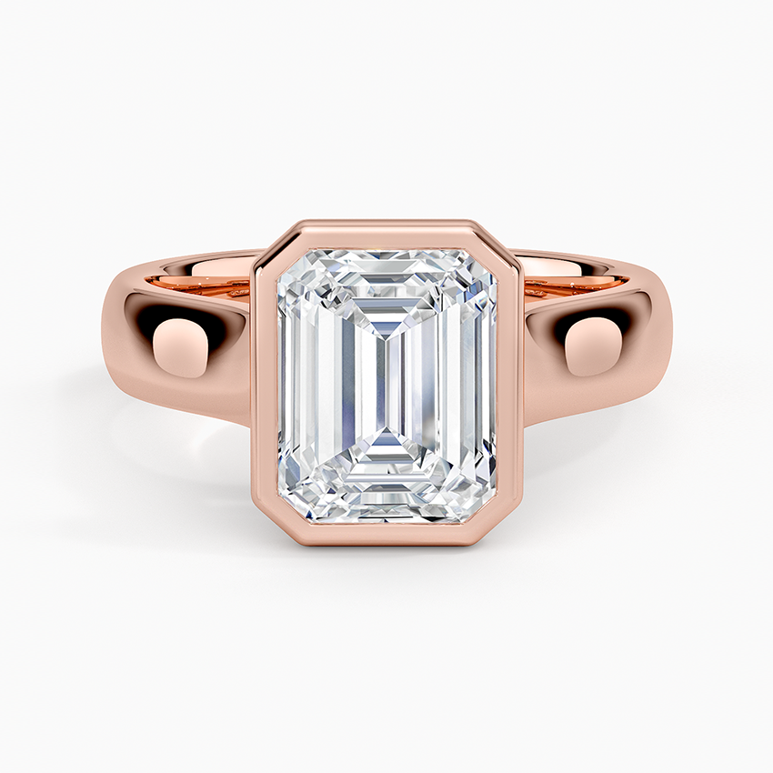 Emerald Cut Diamond Bezel Set Engagement Ring, Modern Solitaire Ring, Minimalist Statement Ring