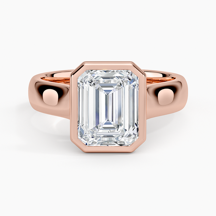 Emerald Cut Diamond Bezel Set Engagement Ring, Modern Solitaire Ring, Minimalist Statement Ring