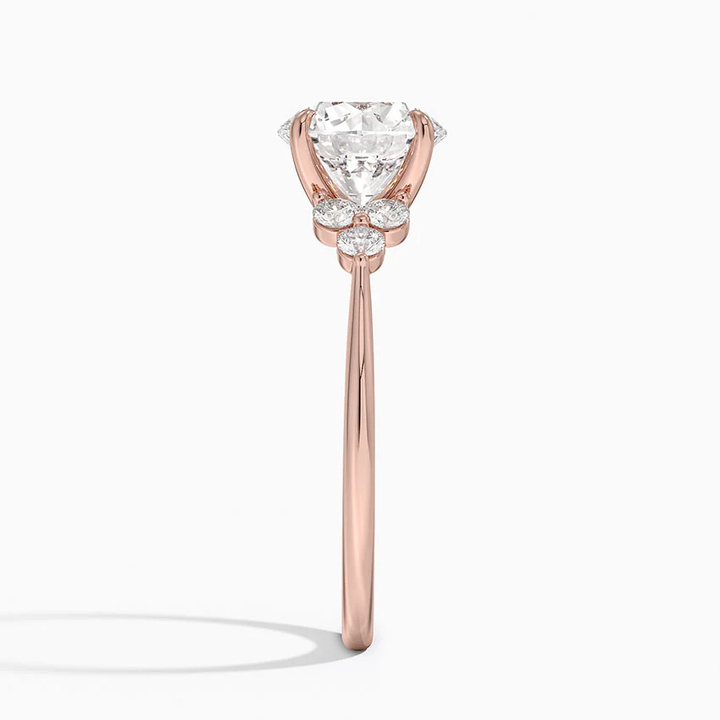 Round Cut Diamond Engagement Ring, Three Stone Diamond Ring, Solid Gold Promise Ring