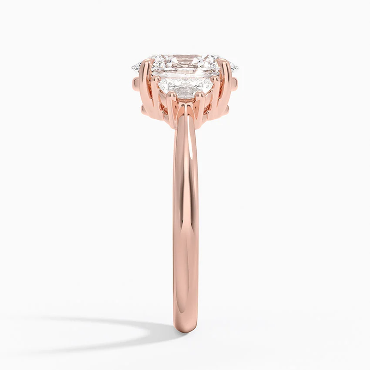 Oval Cut Three Stone Diamond Engagement Ring, 3 Stone Oval Diamond Ring, Gold Trilogy Ring