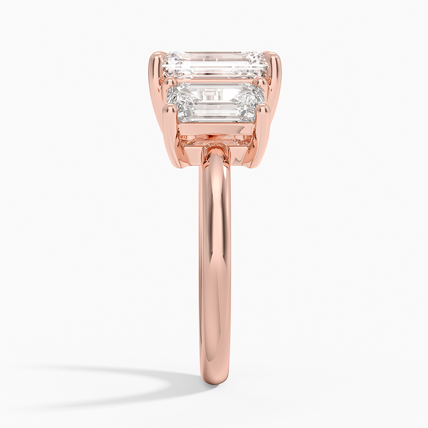 Emerald Cut Three Stone Diamond Ring, Step Cut Trilogy Engagement Ring, Minimalist Luxury Statement Ring