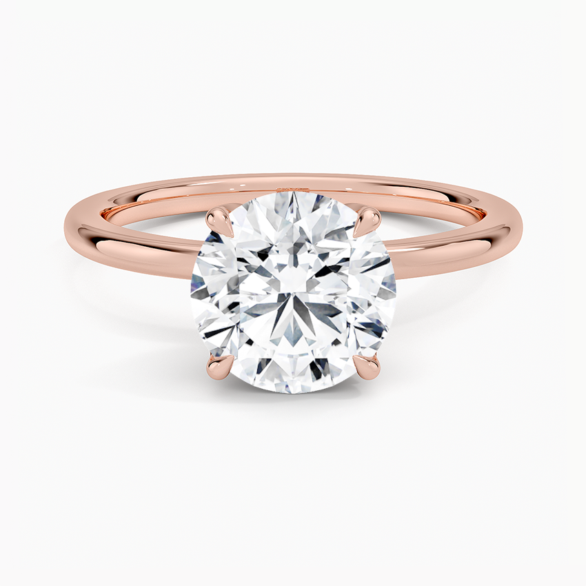 Round Cut Solitaire Engagement Ring, 4 Prong Diamond Ring, Minimalist Gold Ring