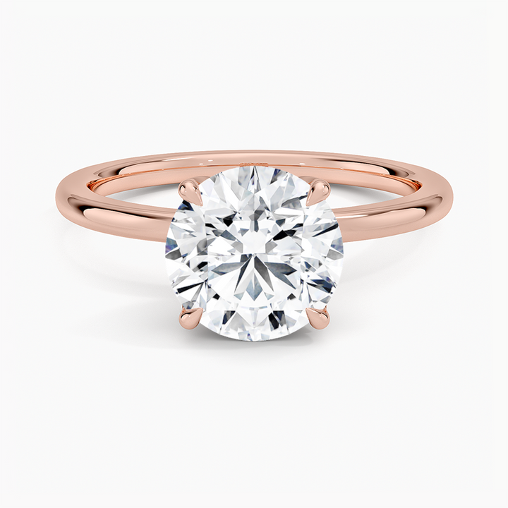Round Cut Solitaire Engagement Ring, 4 Prong Diamond Ring, Minimalist Gold Ring
