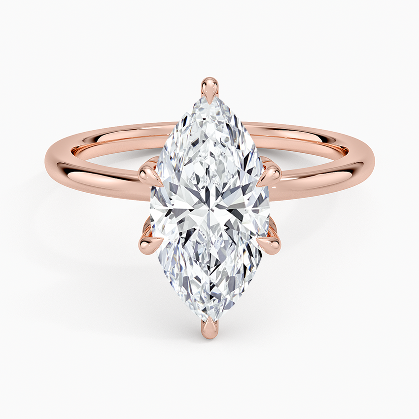 Marquise Cut Solitaire Diamond Engagement Ring, 4 Prong Setting, Minimalist Promise Ring