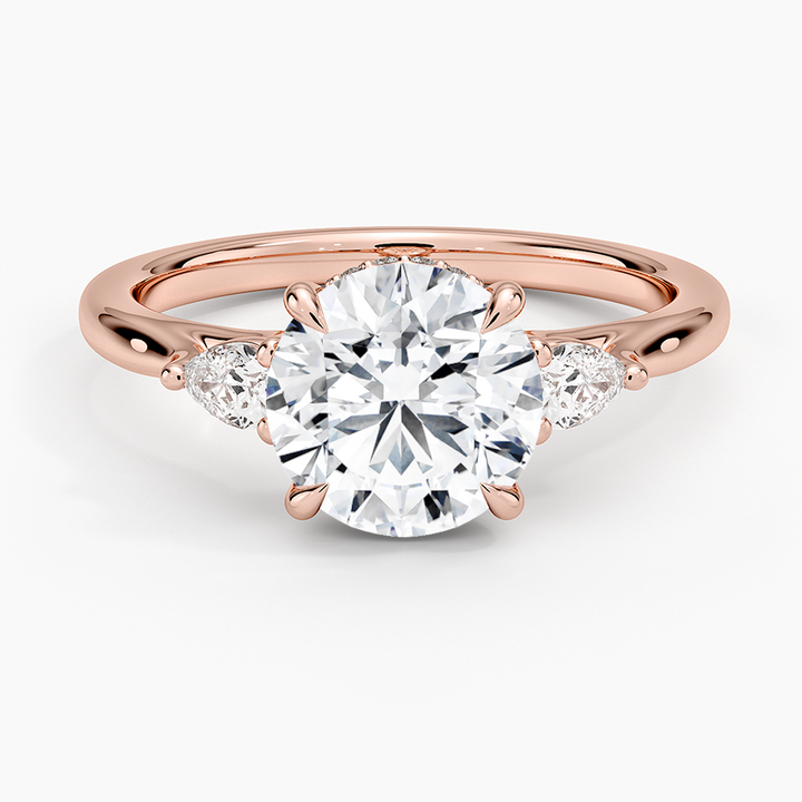 Round Cut Diamond Engagement Ring 3 Stone, Solitaire Diamond Ring, Minimalist Promise Ring
