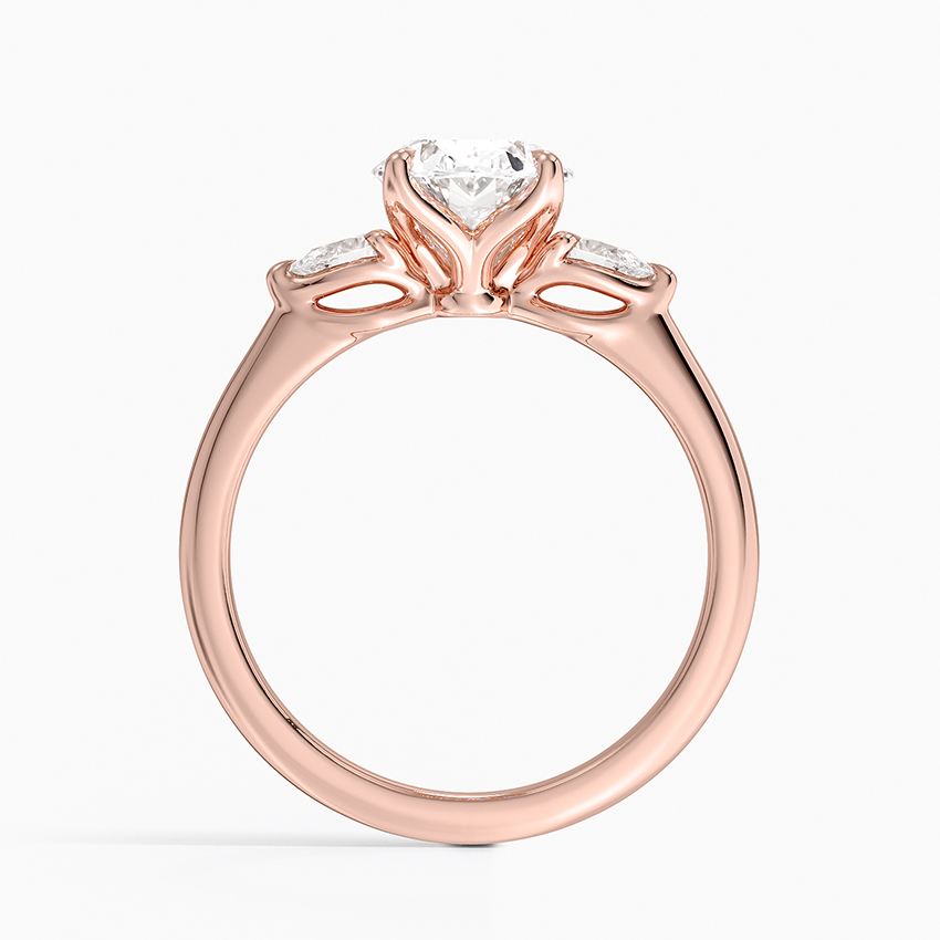 Oval Cut Three Stone Engagement Ring, Diamond Side Stones Ring, Solid Gold Ring