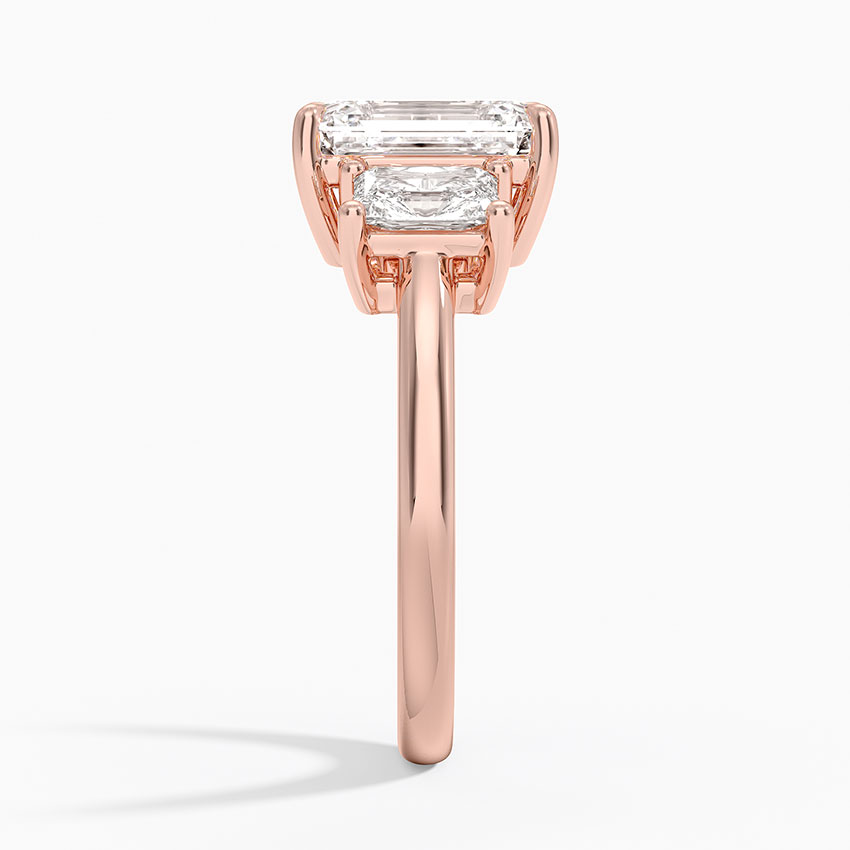 Emerald Cut Three Stone Diamond Ring, Elegant Trilogy Engagement Ring, Minimalist Luxury Bridal Ring