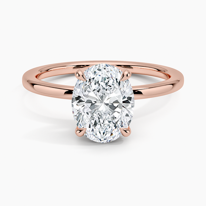 Oval Cut Solitaire Engagement Ring, Minimalist 4 Prong Diamond Ring, Classic Bridal Ring