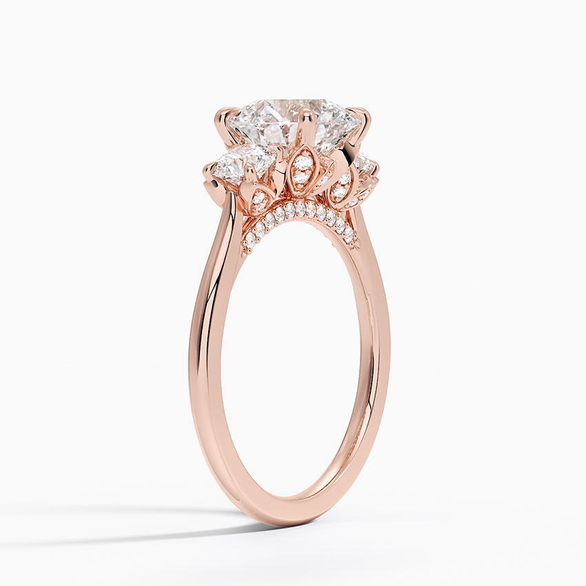 Three Stone Round Diamond Engagement Ring, Classic Trilogy Ring, Solid Gold Proposal Ring