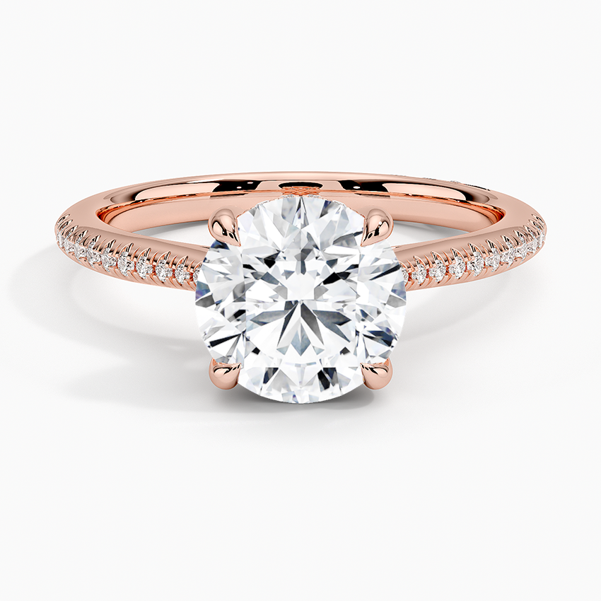 Classic Round Cut Solitaire Diamond Engagement Ring with Pavé Band