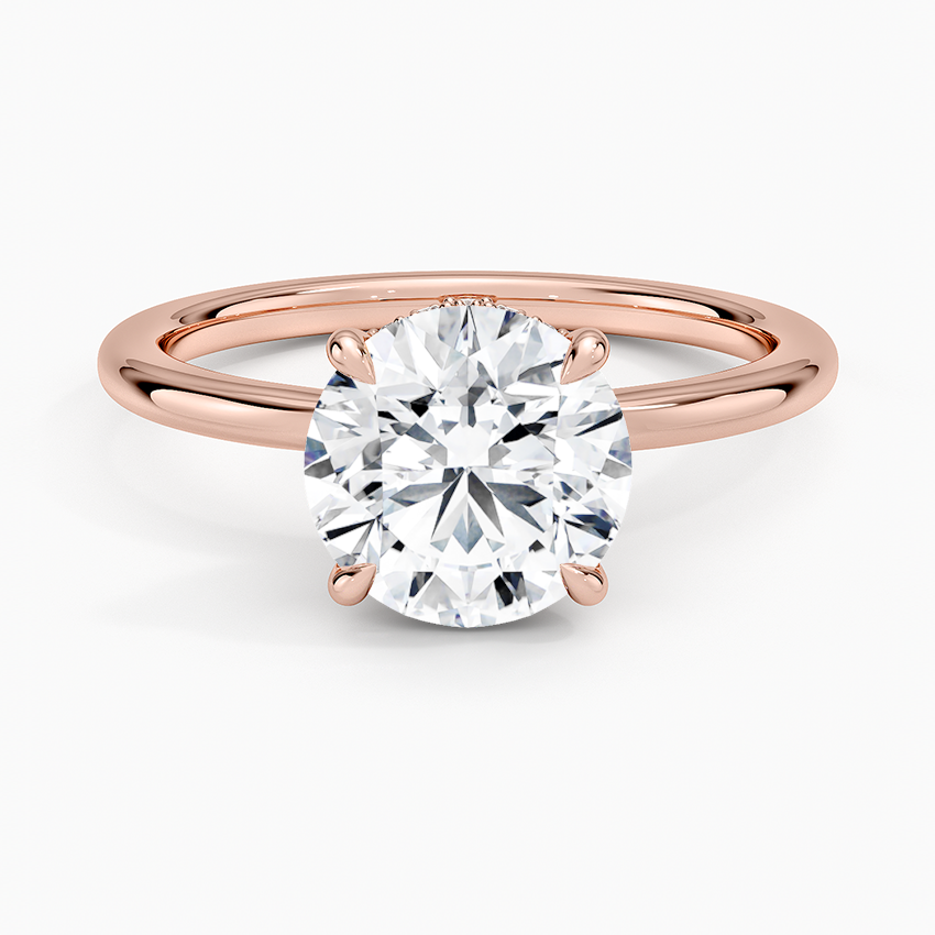Round Cut Solitaire Diamond Engagement Ring, 4 Prong Classic Minimalist Ring, Timeless Bridal Ring