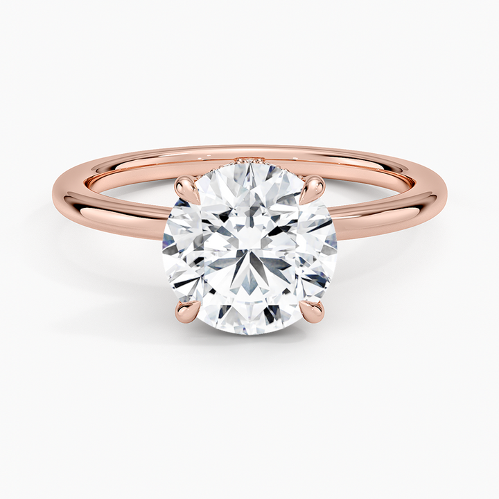 Round Cut Solitaire Diamond Engagement Ring, 4 Prong Classic Minimalist Ring, Timeless Bridal Ring