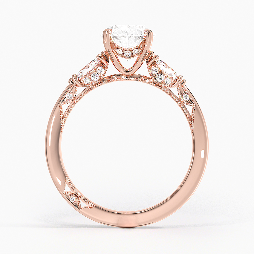 Oval Cut Diamond Engagement Ring, Three Stone Ring, Marquise Side Diamond Ring